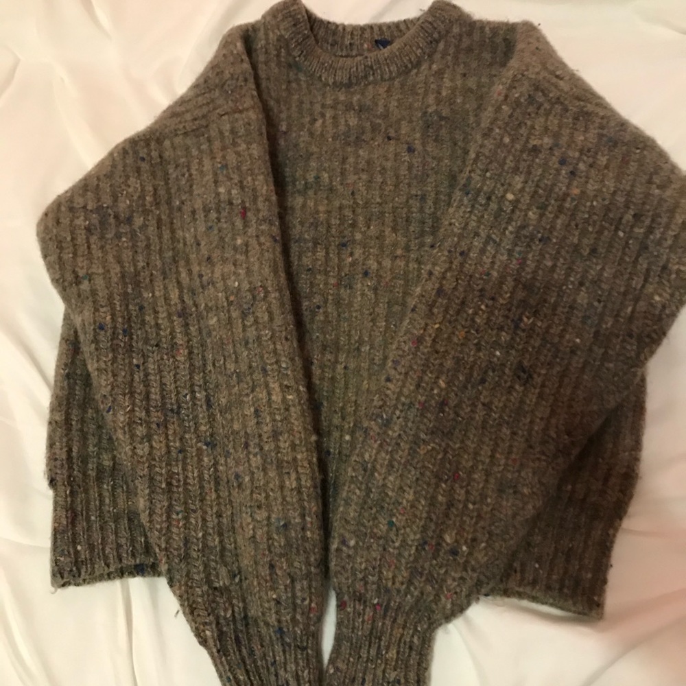 Size L - Tan Wool Sweater with Rainbow Specks